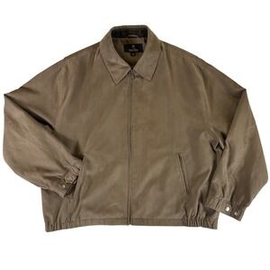 Gary Player Faux Suede Zip Jacket Taupe Brown Mens XXL Classic Golf Style